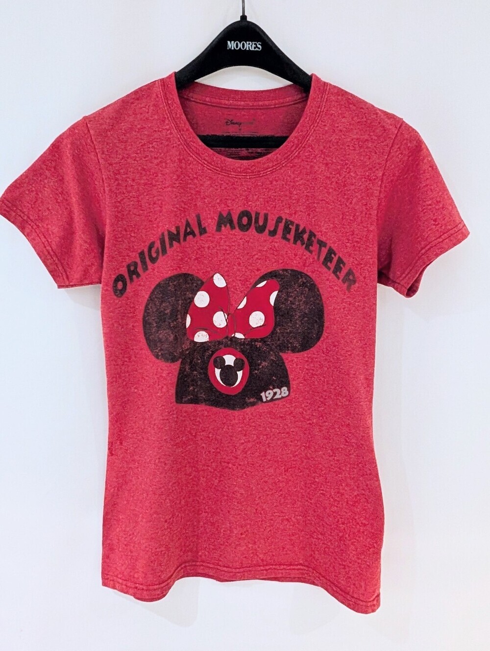 Women's Disney Red Minnie Mouse Graphic Tee with Polka Dot Bow Mouseketeer